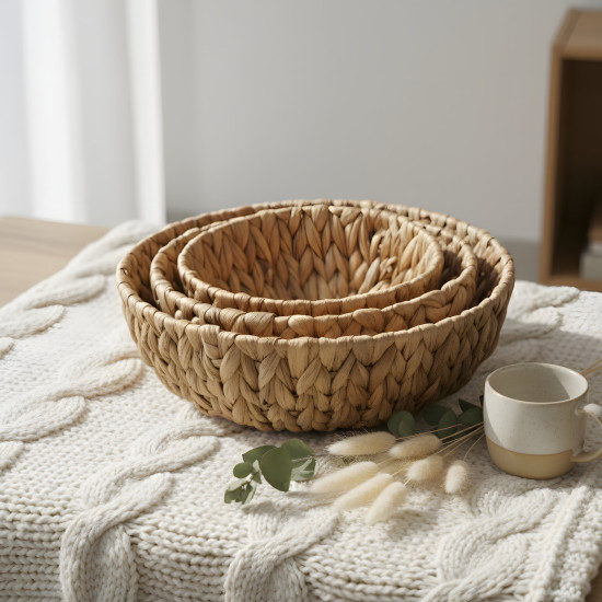 Straw Basket - 3 Pcs